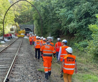 Visite des travaux de régénération du tunnel de la Griffoulière 